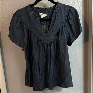 Ariat Dark Navy V-Neck Short Sleeve Peasant Top